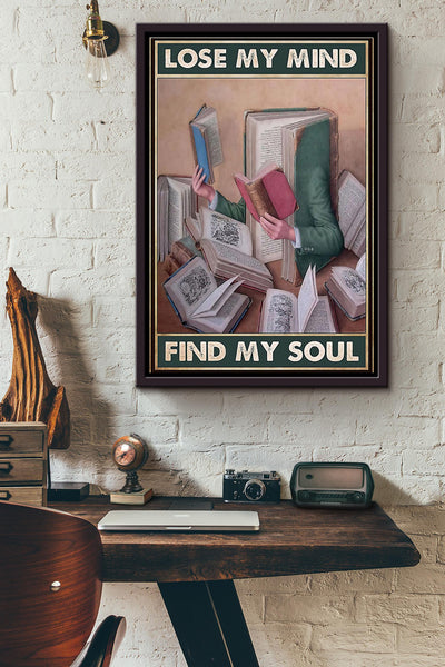 Librarian Find My Soul Poster Framed Matte Canvas
