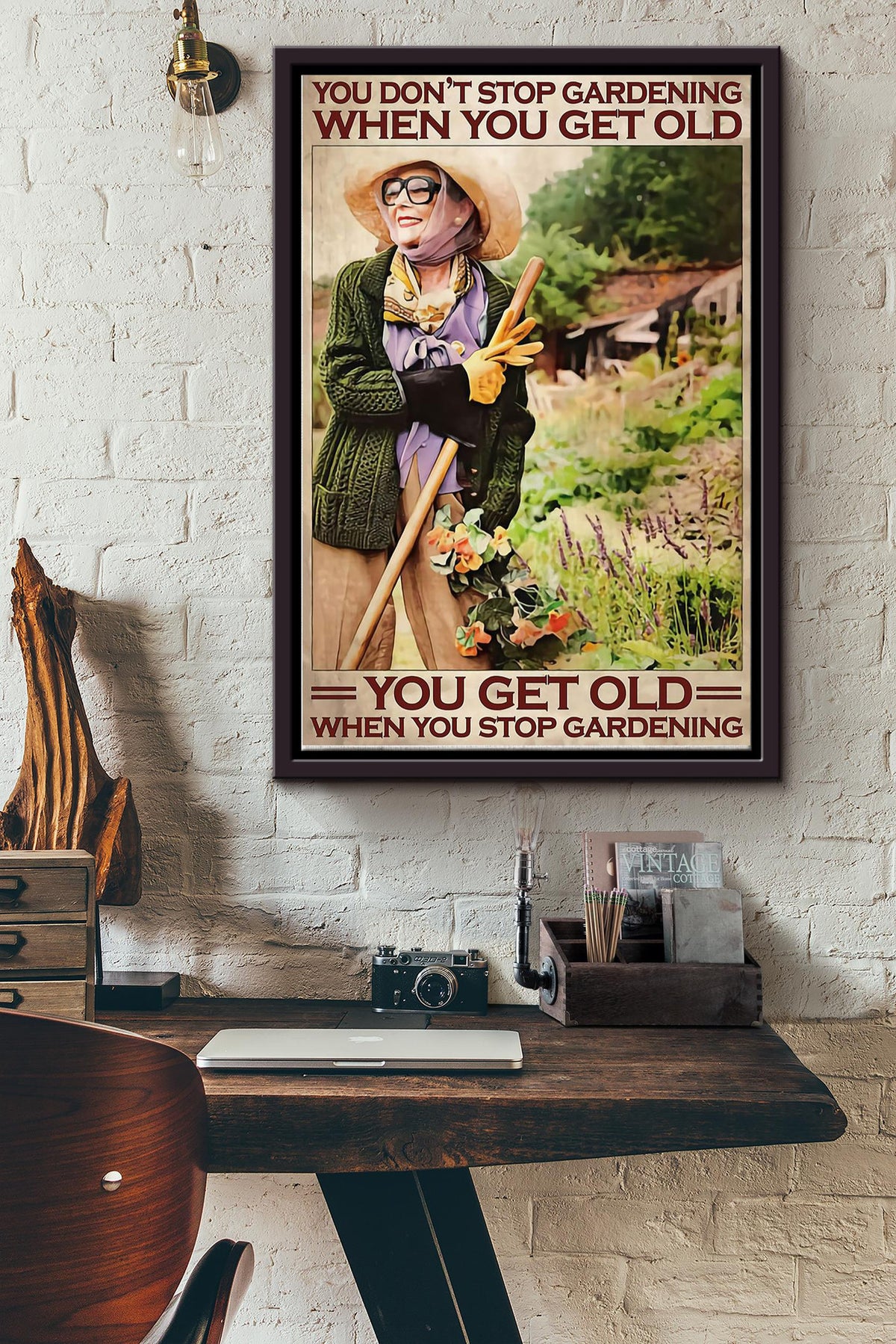 Gardening Dont Stop Framed Matte Canvas