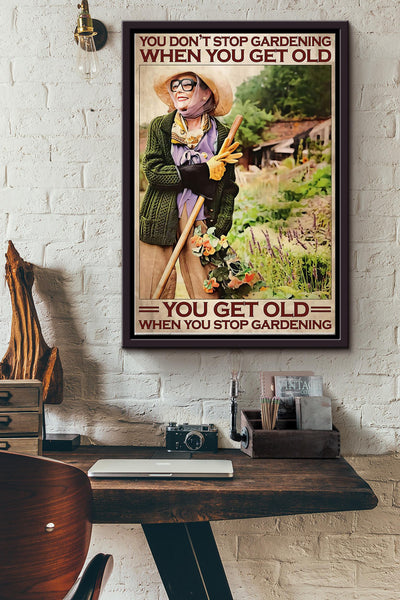 Gardening Dont Stop Framed Matte Canvas