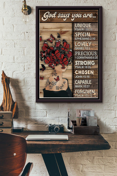 Butterfly God Says You Are Framed Matte Canvas