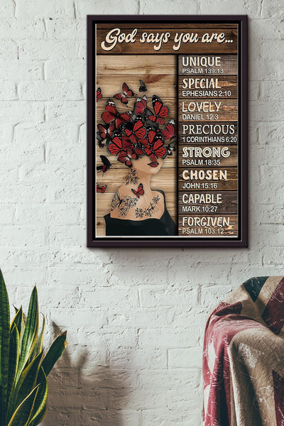 Butterfly God Says You Are Framed Matte Canvas