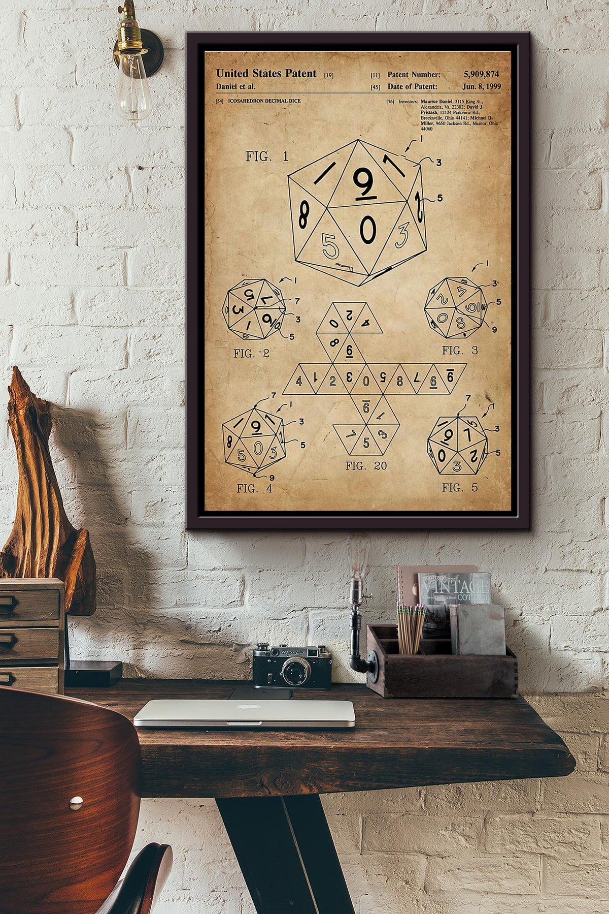 Game Dice Roller Poster Framed Matte Canvas