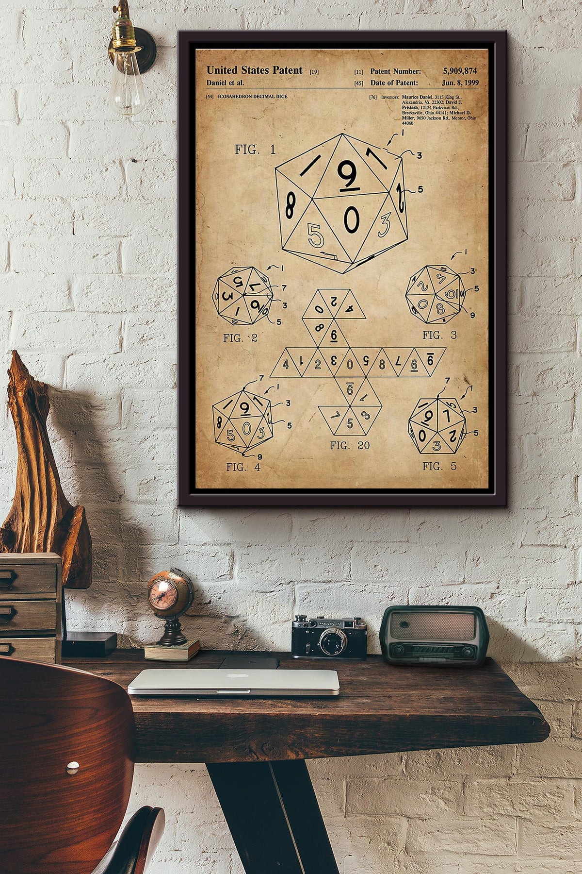 Game Dice Roller Poster Framed Matte Canvas