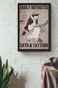Easily Distracted By Cats And Tattoos Framed Matte Canvas
