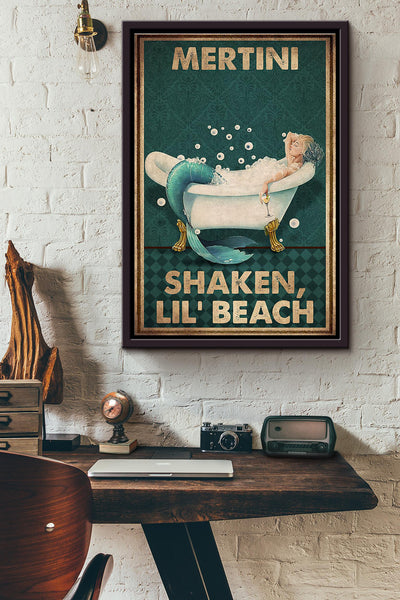 Mertini Mermaid Shaken Lil Beach Poster Framed Matte Canvas