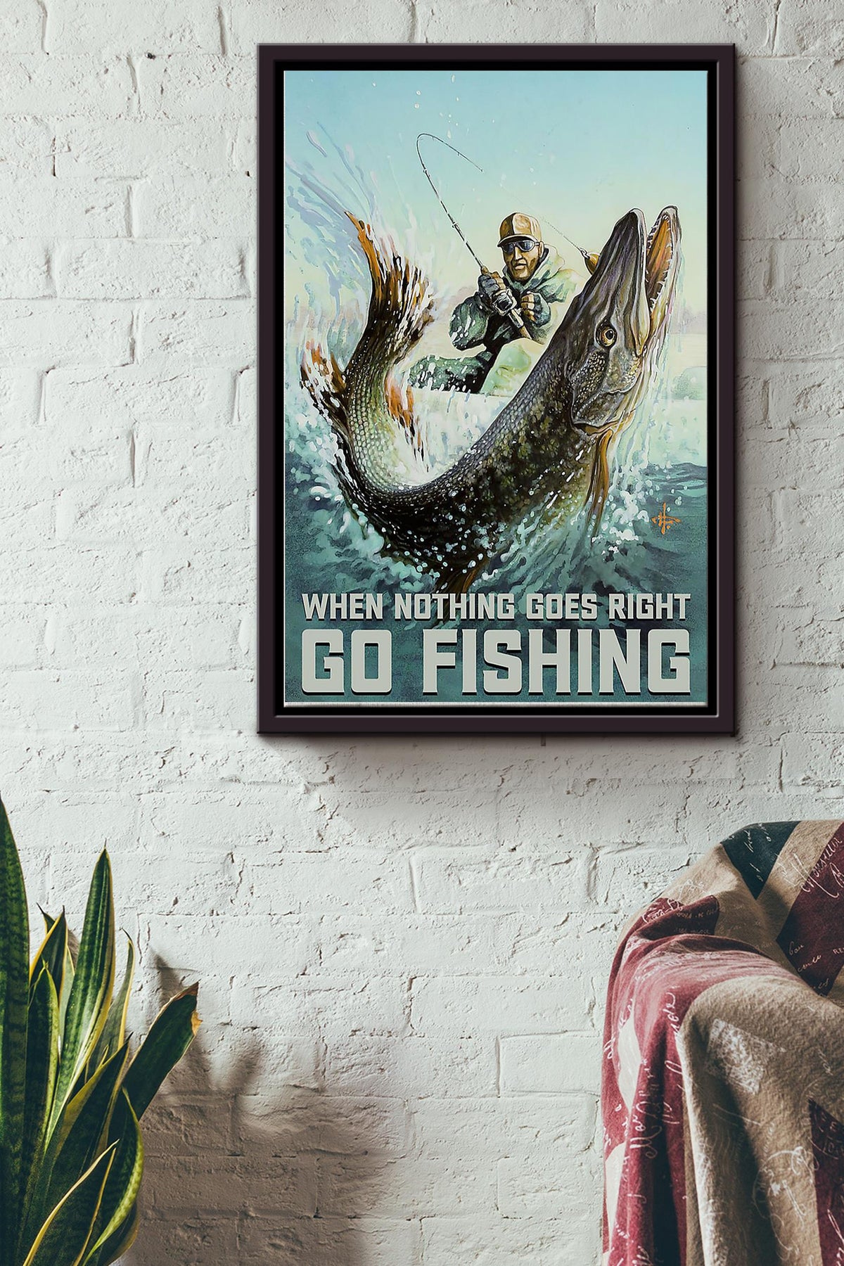 When Nothing Goes Right Go Fishing Poster Framed Matte Canvas
