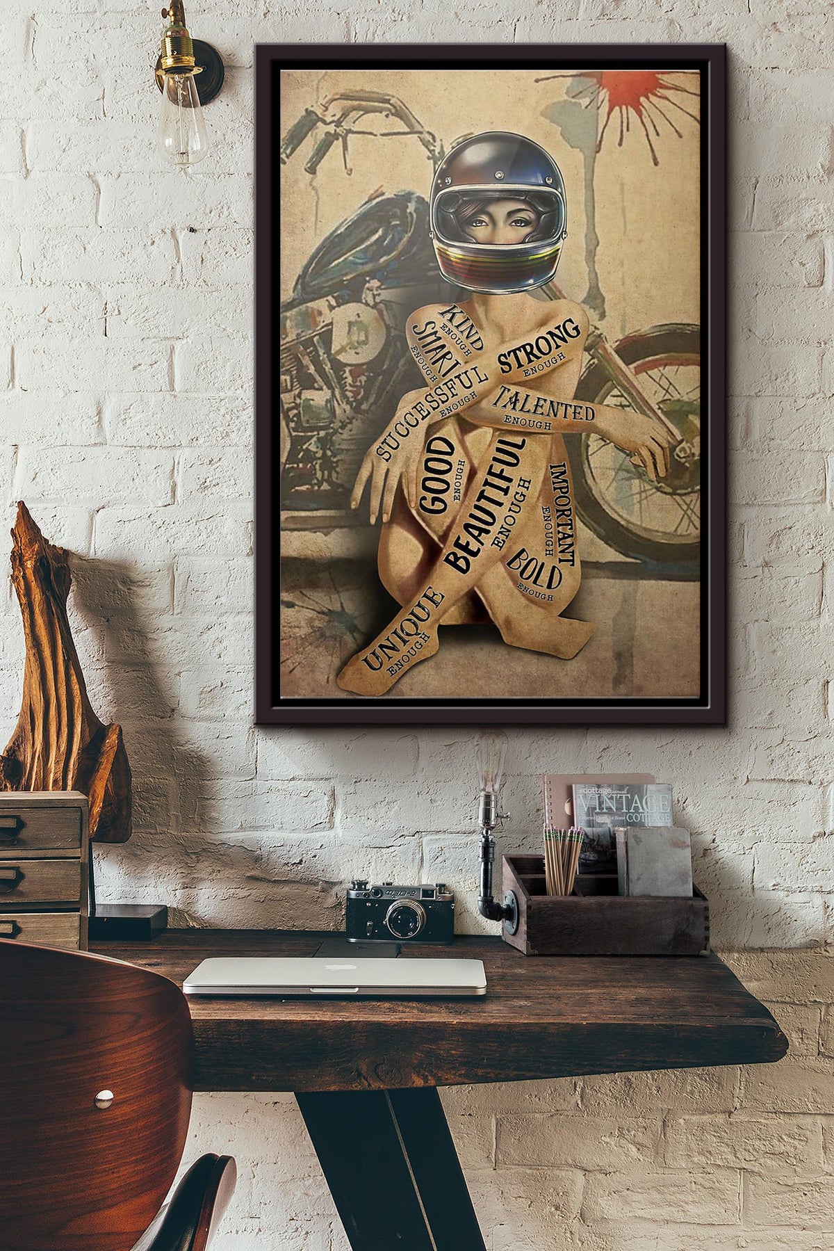 Motorcycle Girl I Am Poster Framed Matte Canvas