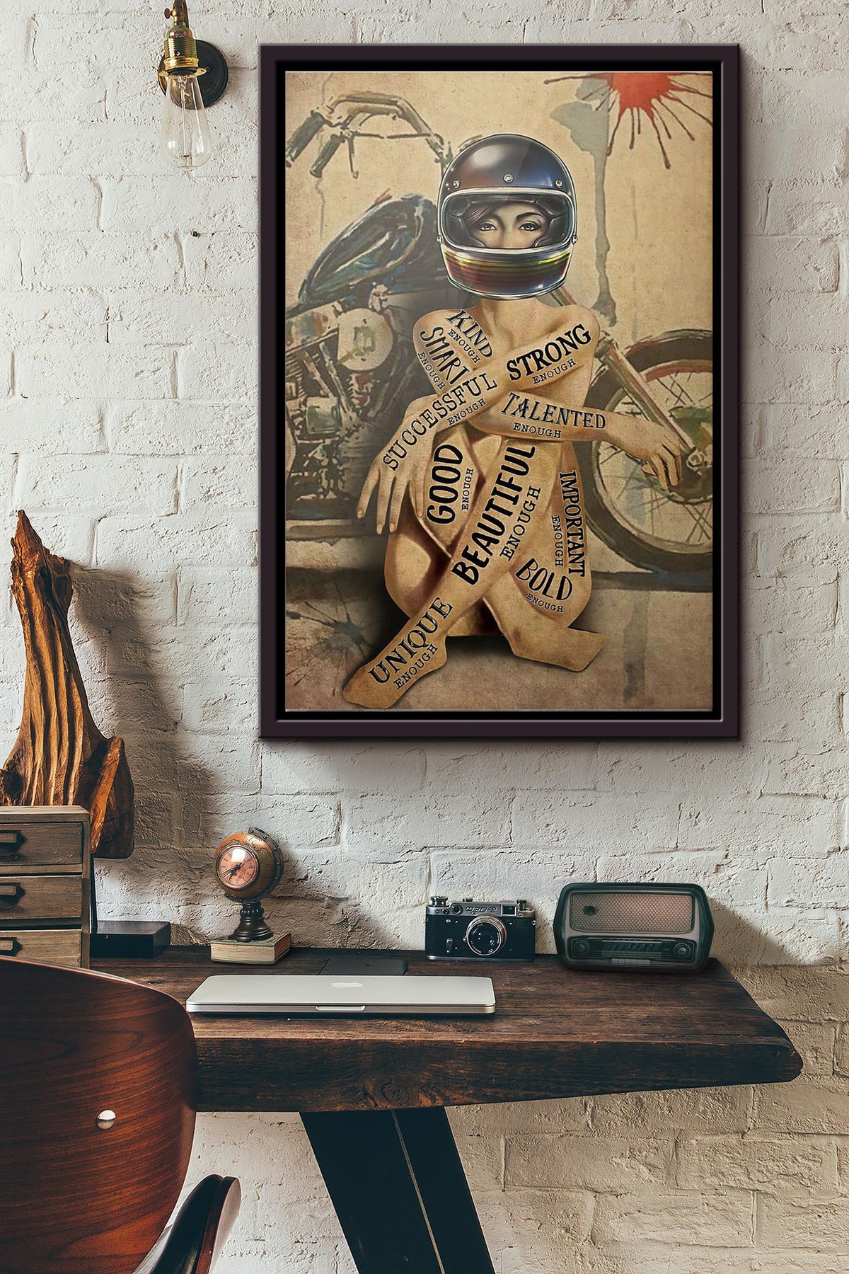 Motorcycle Girl I Am Poster Framed Matte Canvas