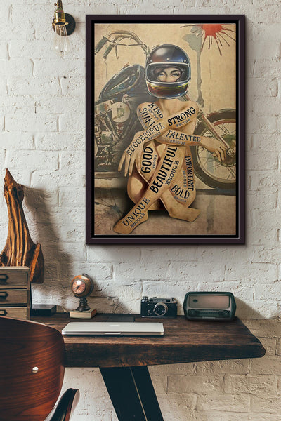 Motorcycle Girl I Am Poster Framed Matte Canvas