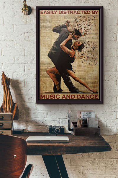 Couple Dancing Easily Distracted By Music And Dance Poster Framed Matte Canvas