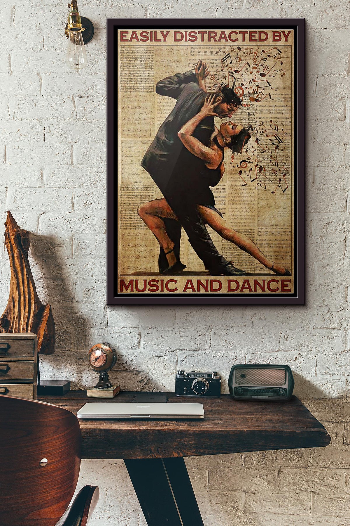 Couple Dancing Easily Distracted By Music And Dance Poster Framed Matte Canvas