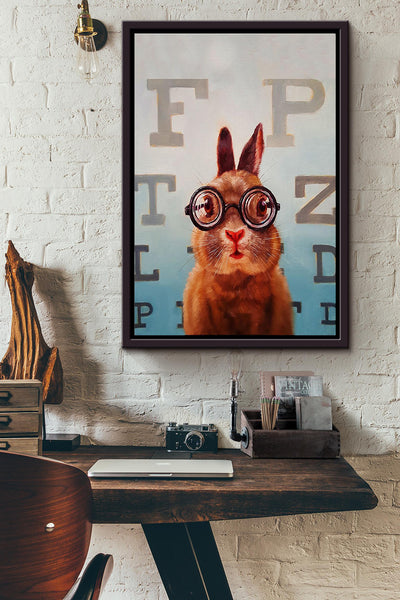 Rabbit Optometrist Poster Framed Matte Canvas