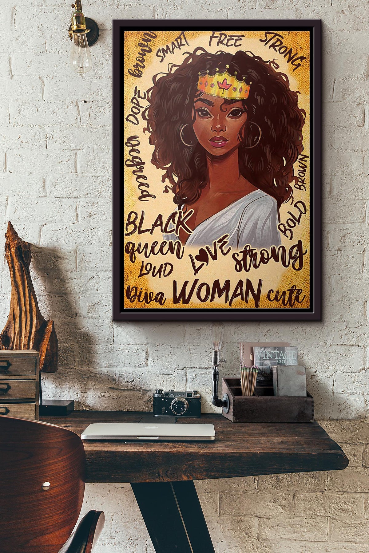 Black Queen Strong Free Smart Diva Loud Poster Framed Matte Canvas