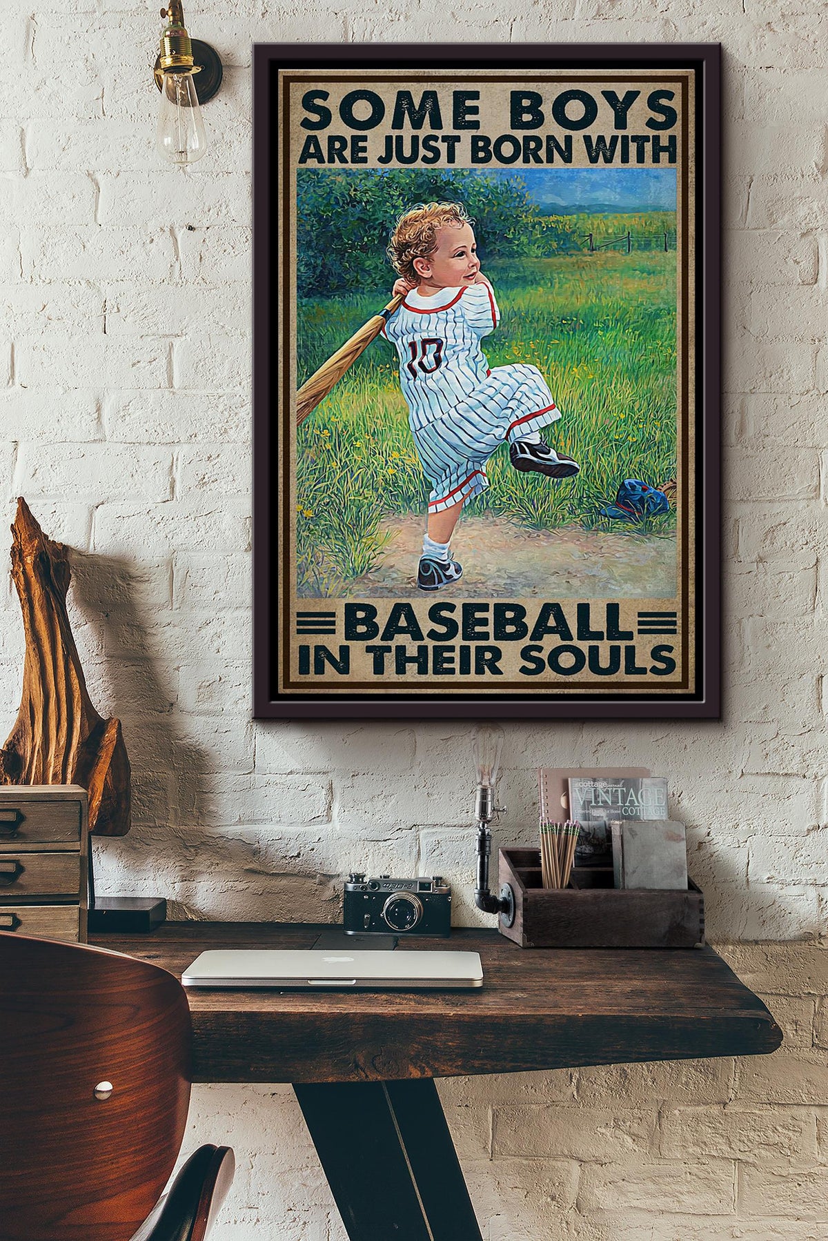 Some Boy Are Just Born With Baseball In Their Souls Poster Framed Matte Canvas