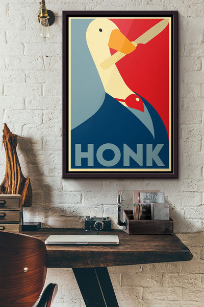 Goose Game Honk Poster Framed Matte Canvas