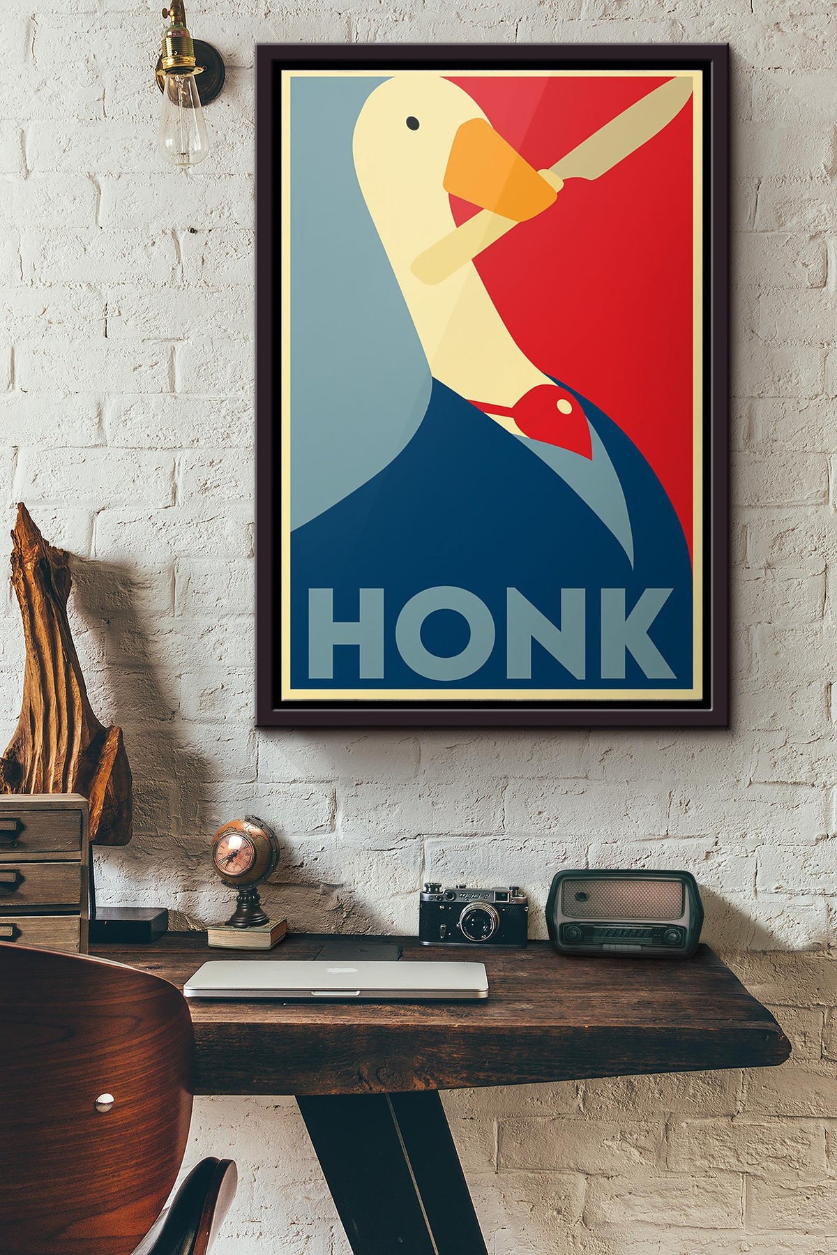 Goose Game Honk Poster Framed Matte Canvas
