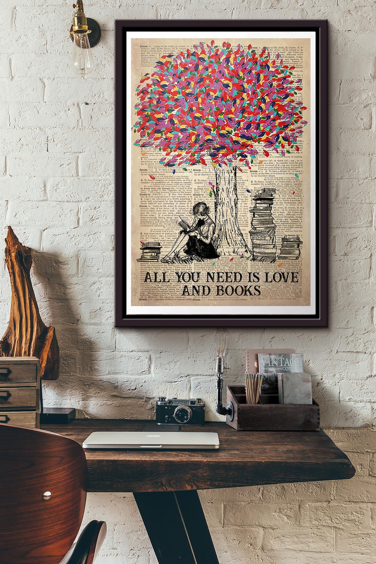 All You Need Is Love And Books Poster Framed Matte Canvas