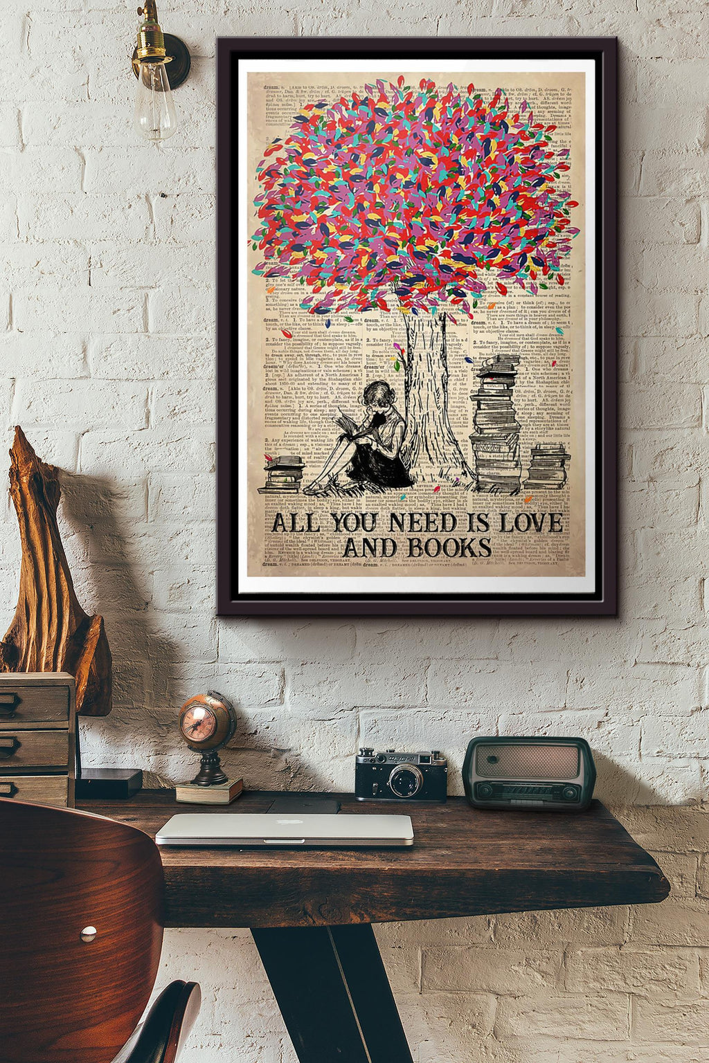 All You Need Is Love And Books Poster Framed Matte Canvas