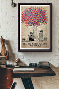 All You Need Is Love And Books Poster Framed Matte Canvas