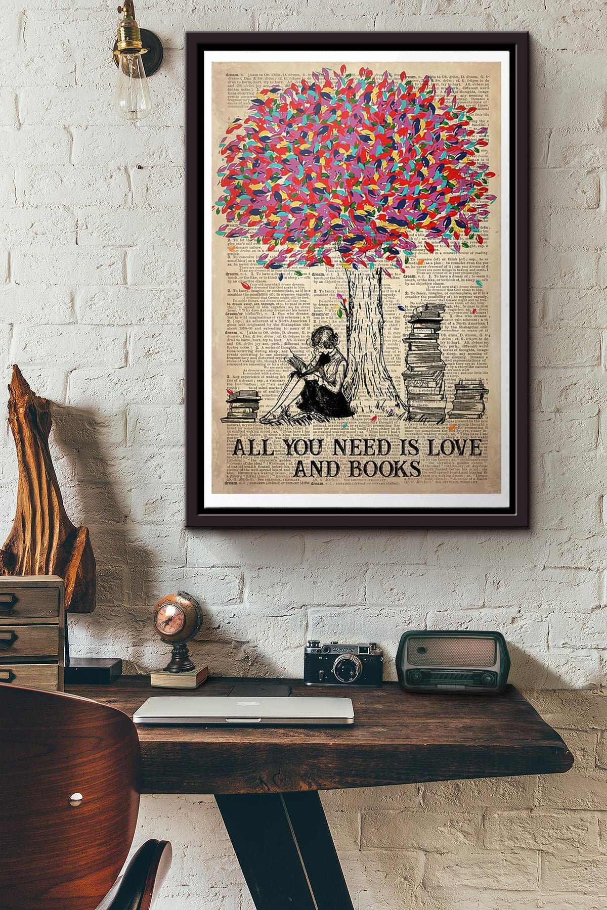 All You Need Is Love And Books Poster Framed Matte Canvas
