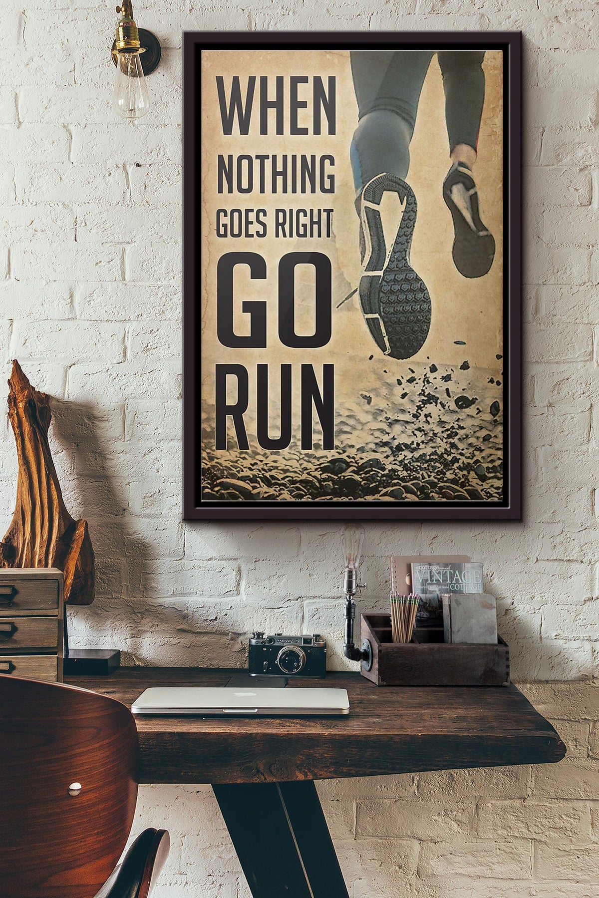 Running When Nothing Goes Right Go Run Poster Framed Matte Canvas