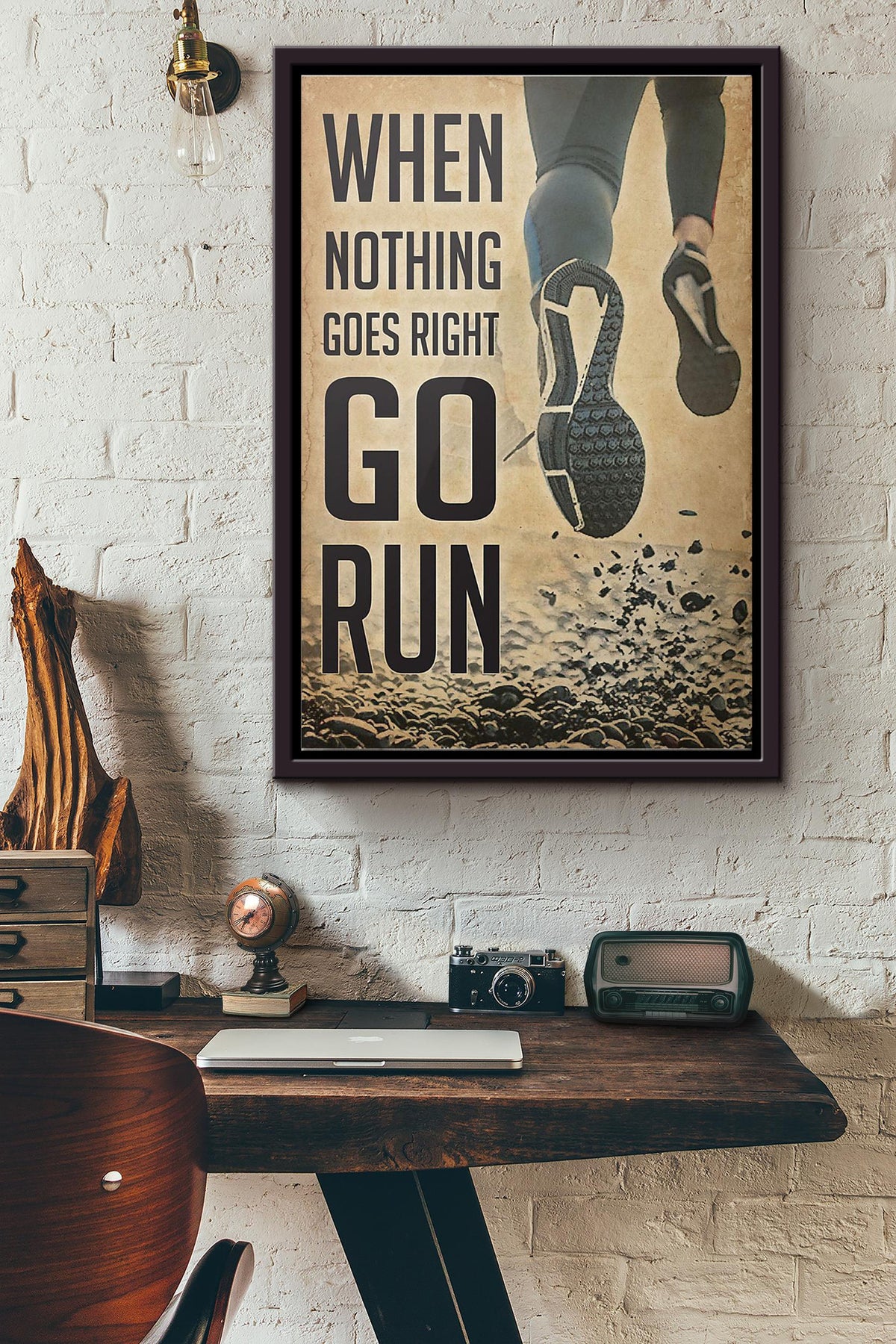 Running When Nothing Goes Right Go Run Poster Framed Matte Canvas