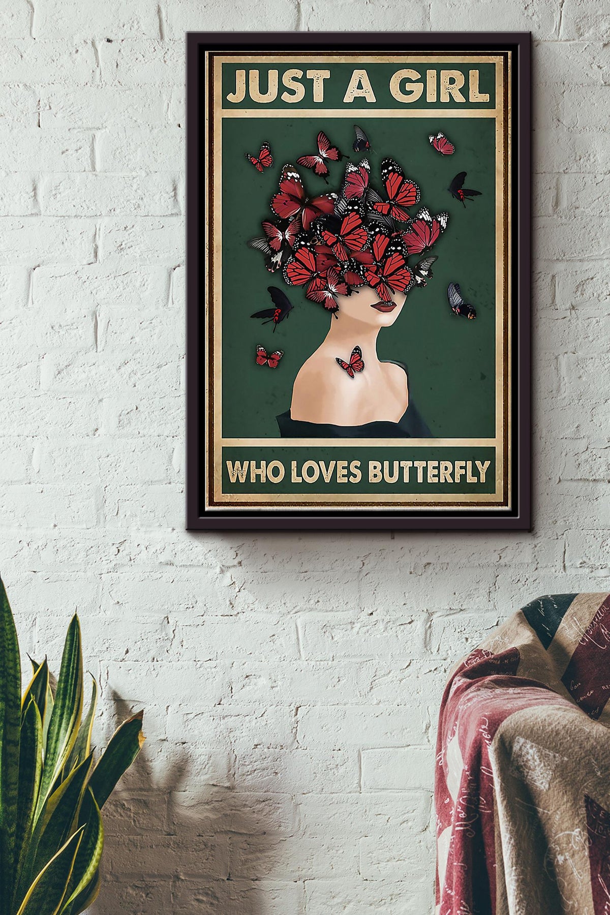 Butterfly Just A Girl Framed Matte Canvas