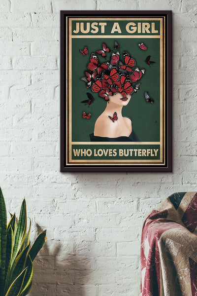 Butterfly Just A Girl Framed Matte Canvas