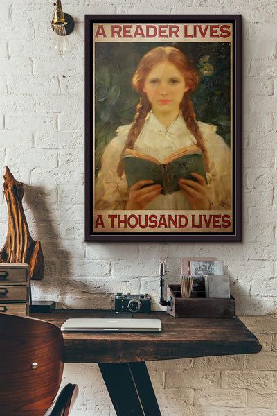 Reader Lives Thousand Lives Poster Framed Matte Canvas
