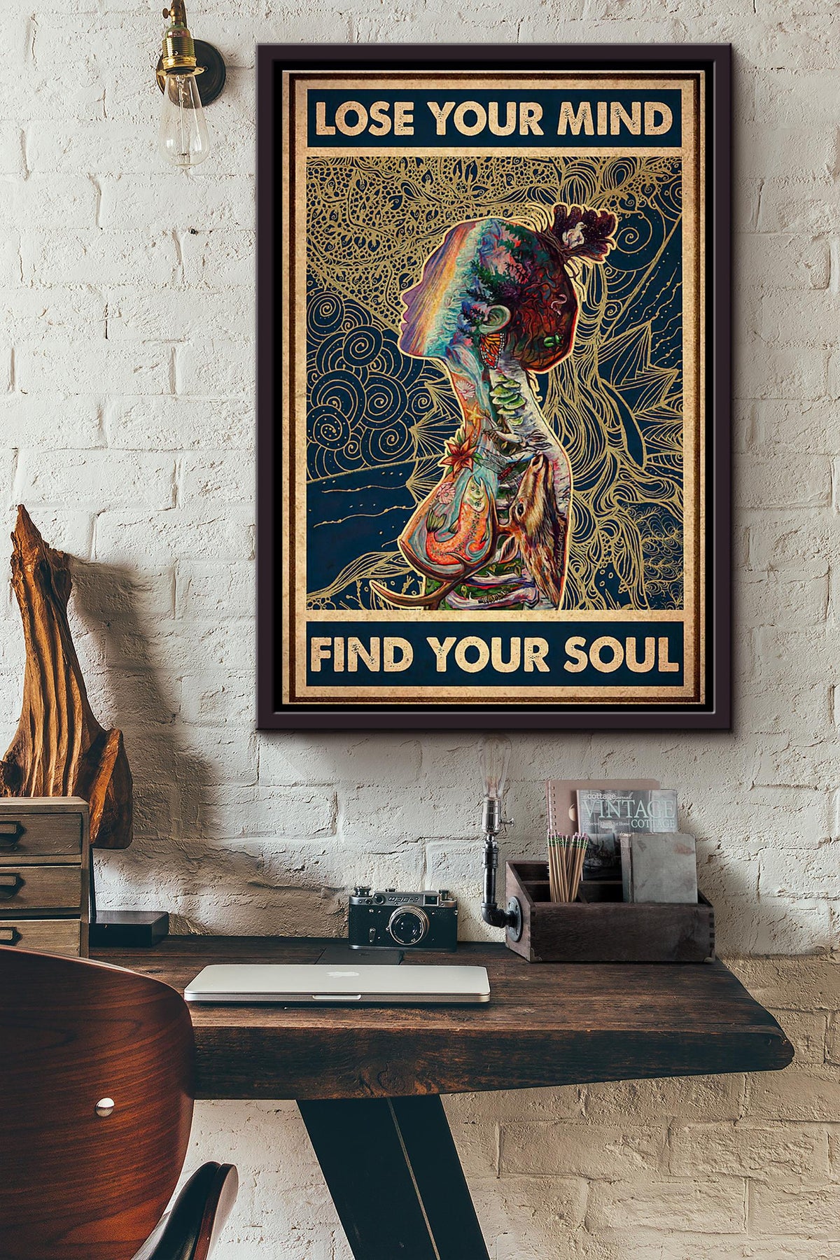 Nature Body Lose Your Mind Find Your Soul Pattern Poster Framed Matte Canvas