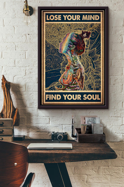 Nature Body Lose Your Mind Find Your Soul Pattern Poster Framed Matte Canvas