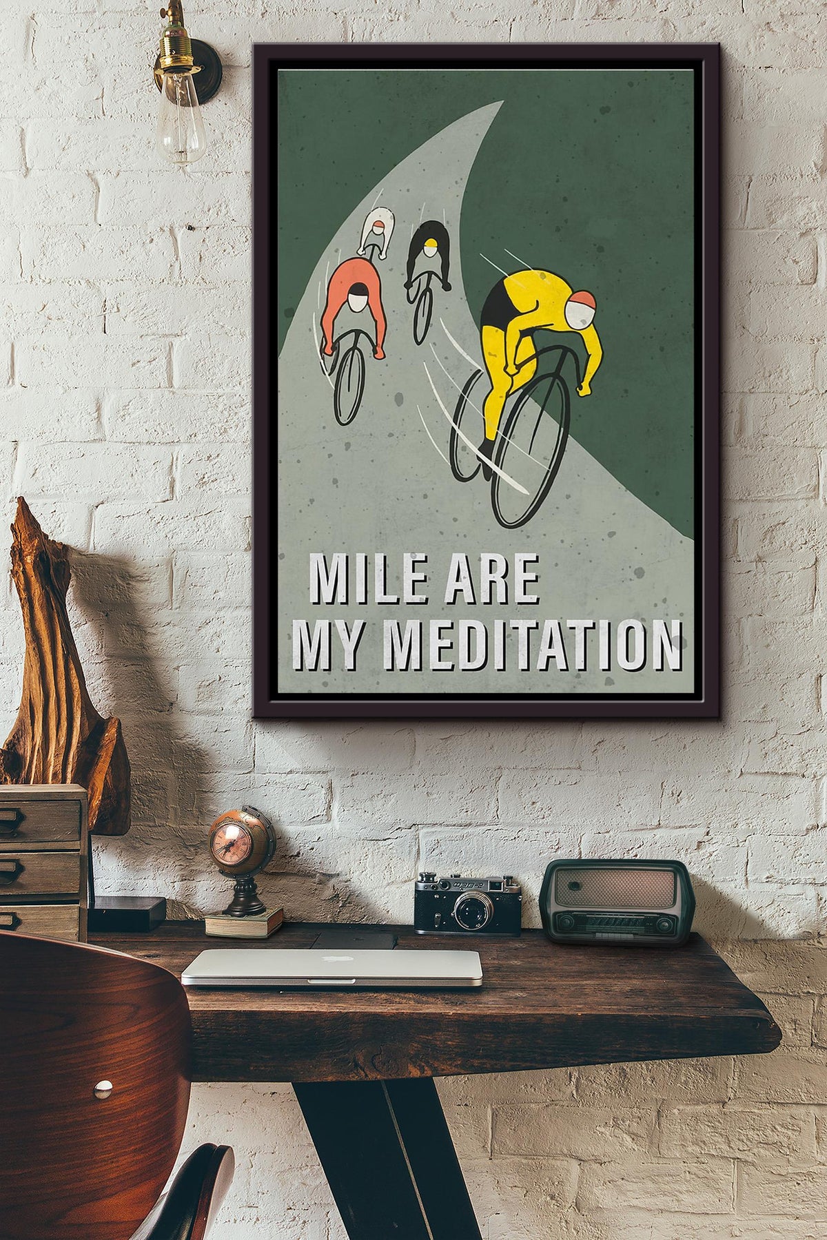 Cycling Mile Are My Meditation Poster Framed Matte Canvas