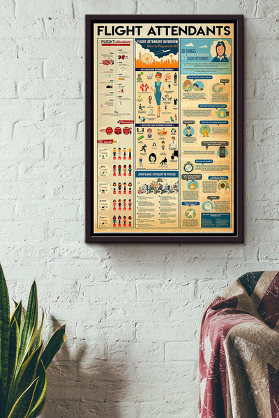Flight Attendants Basic Information Knowledge - Aviation Knowledge Wall Art - Gift For Flight Engineer Flight Attendants Pilot Framed Matte Canvas Framed Prints, Canvas