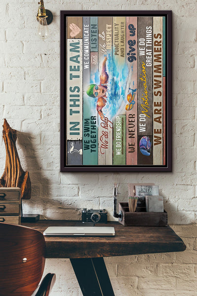 Swimming In This Team Poster Framed Matte Canvas