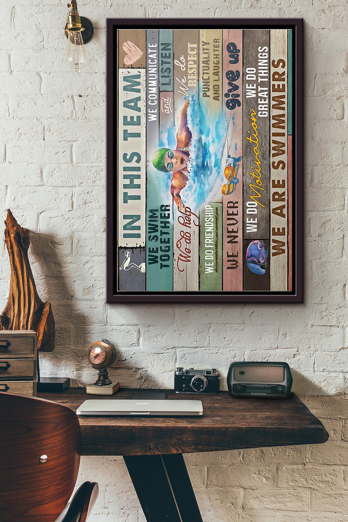 Swimming In This Team Poster Framed Matte Canvas