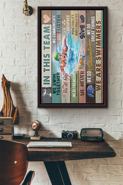 Swimming In This Team Poster Framed Matte Canvas