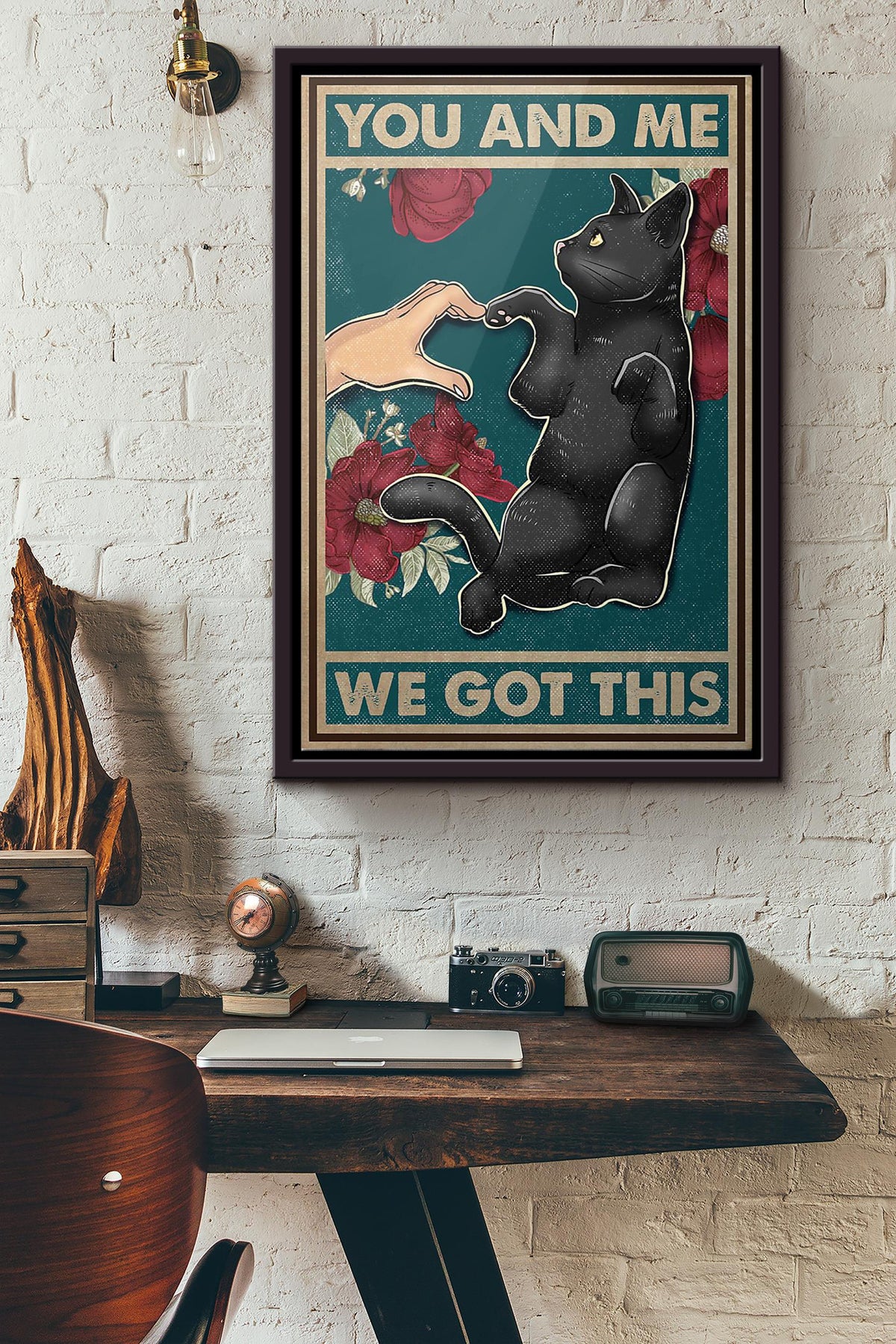 Cat Paw And Hand You And Me We Got This Poster Framed Matte Canvas
