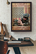 Veteran A Bullet May Have Someones Name On It But A Claymore Mine Is More To Whom It May Concern Poster Framed Matte Canvas