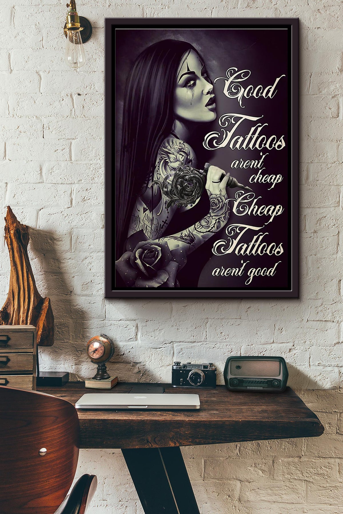 Good Tattoos Arent Cheap Poster Framed Matte Canvas