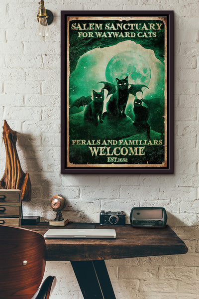 Devil Cats Ferals And Familiars Moonlight Poster Framed Matte Canvas