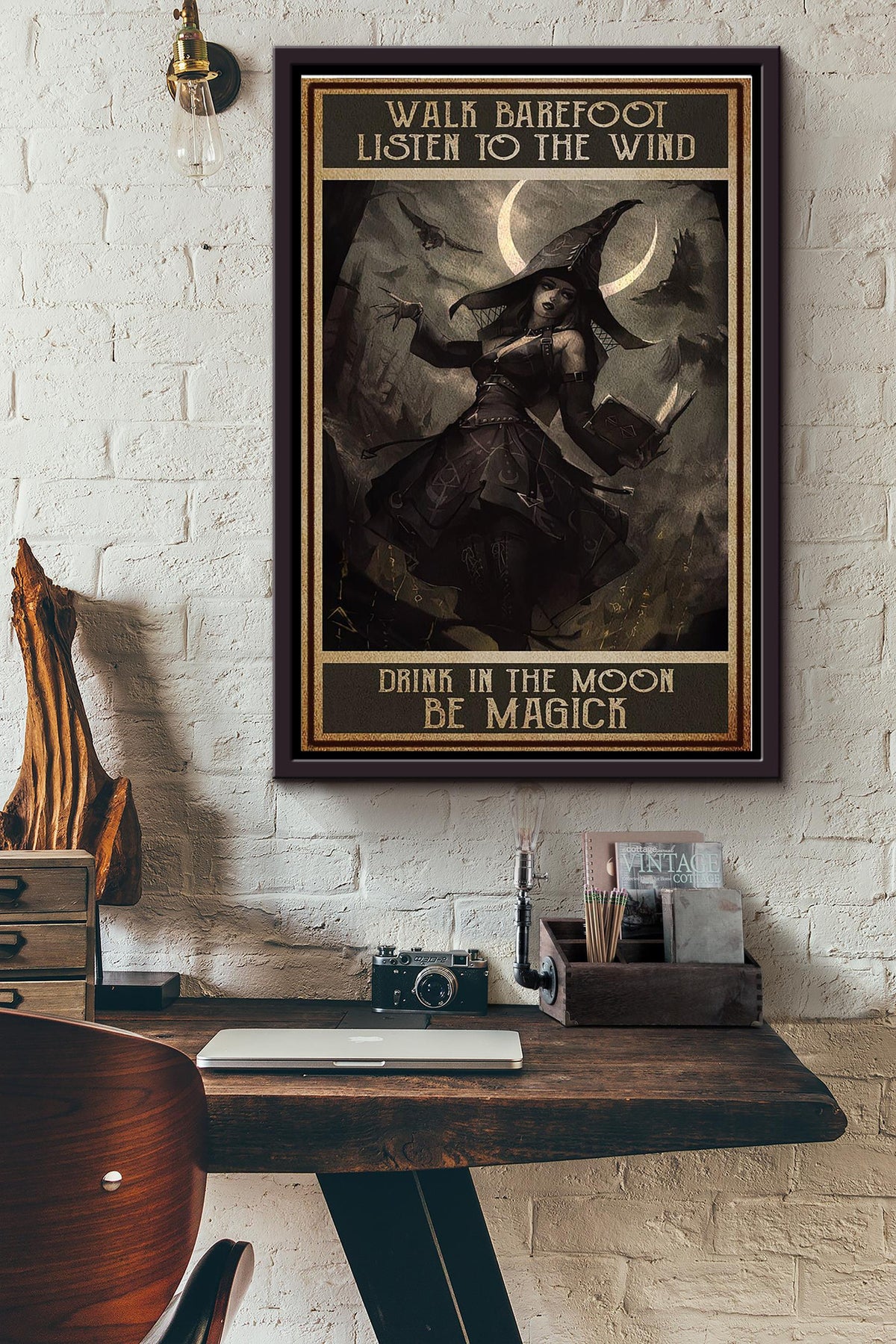 Be Magick Witch In The Night Poster Framed Matte Canvas