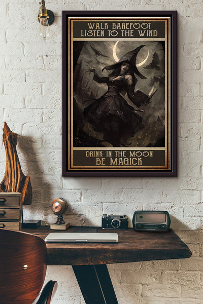 Be Magick Witch In The Night Poster Framed Matte Canvas