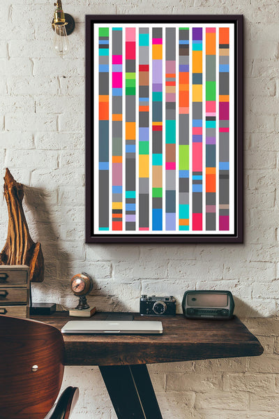 Biology Dna Colorful Poster Framed Matte Canvas