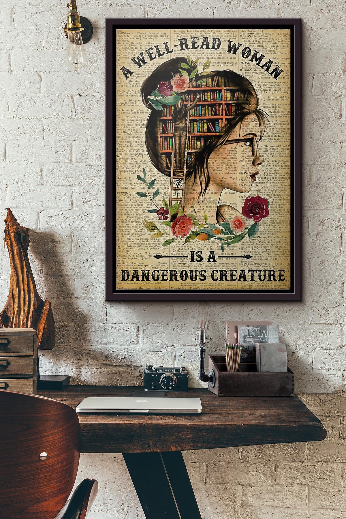 Well Read Woman Is Dangerous Creature Poster Framed Matte Canvas
