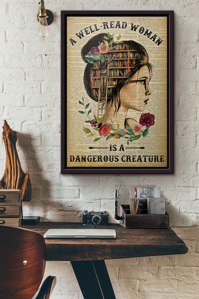 Well Read Woman Is Dangerous Creature Poster Framed Matte Canvas