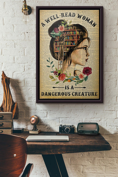 Well Read Woman Is Dangerous Creature Poster Framed Matte Canvas