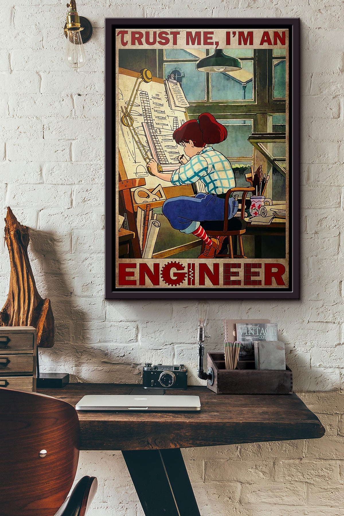 Trust Me Im An Engineer Poster Framed Matte Canvas