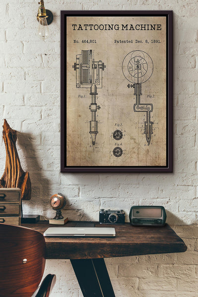 Tattoing Machine Knowledge Poster Framed Matte Canvas