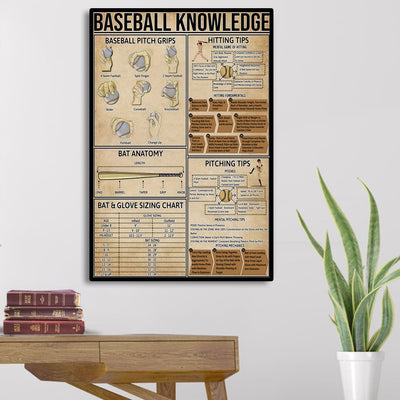 Baseball Knowledge Poster Framed Matte Canvas