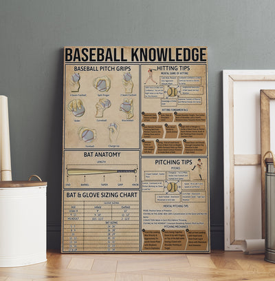 Baseball Knowledge Poster Framed Matte Canvas